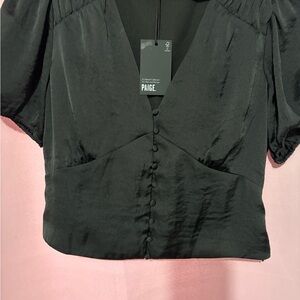 PAIGE Elegant Black Blouse with Button Detail NWT
